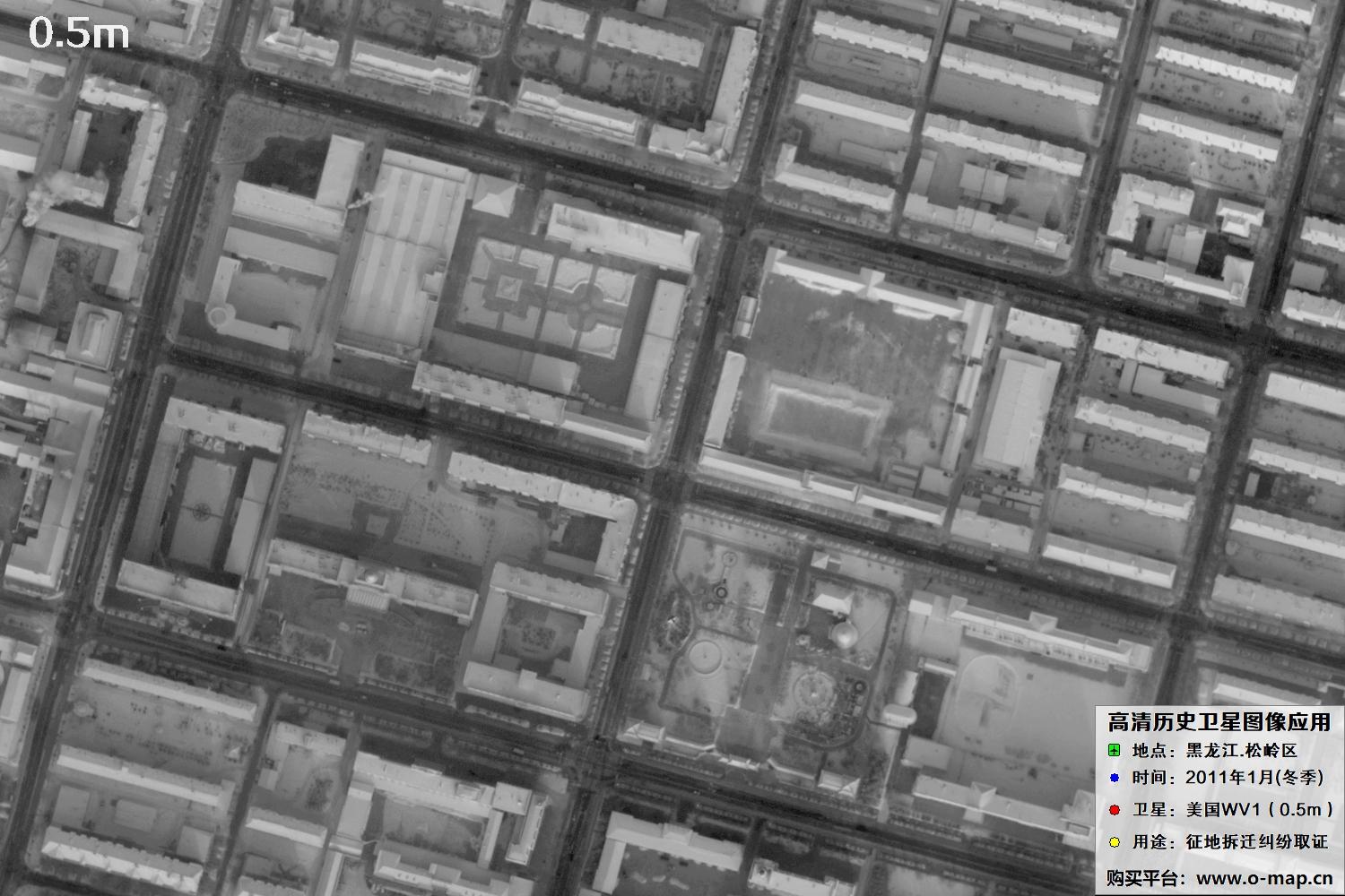 WorldView1卫星2011年拍摄的哈尔滨冬季影像图