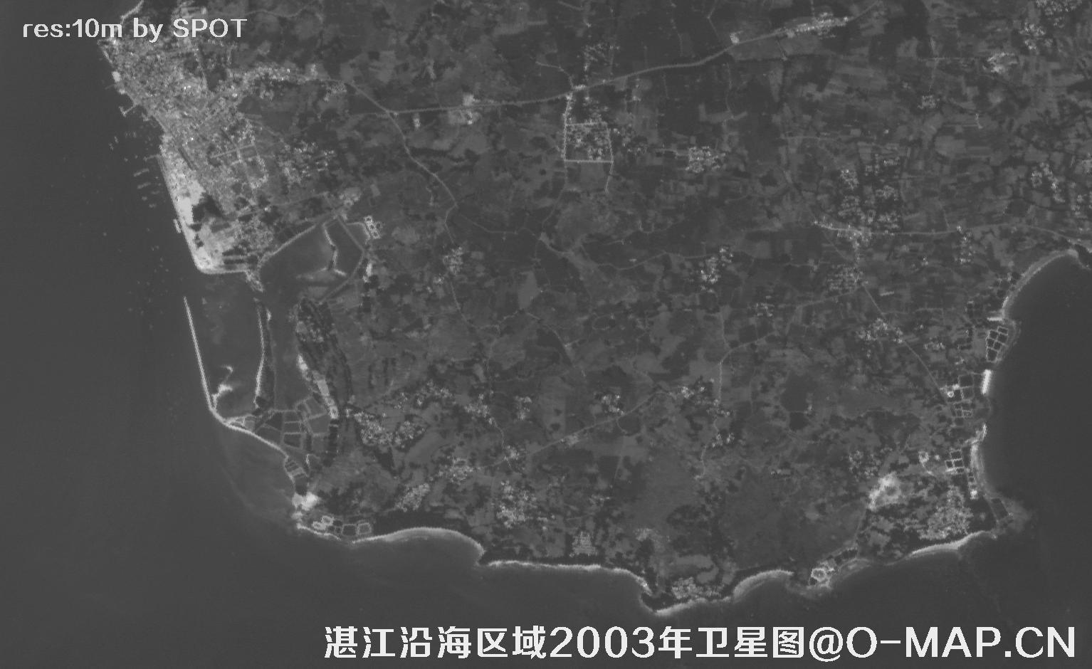 广东省湛江沿海区域2003年历史影像图