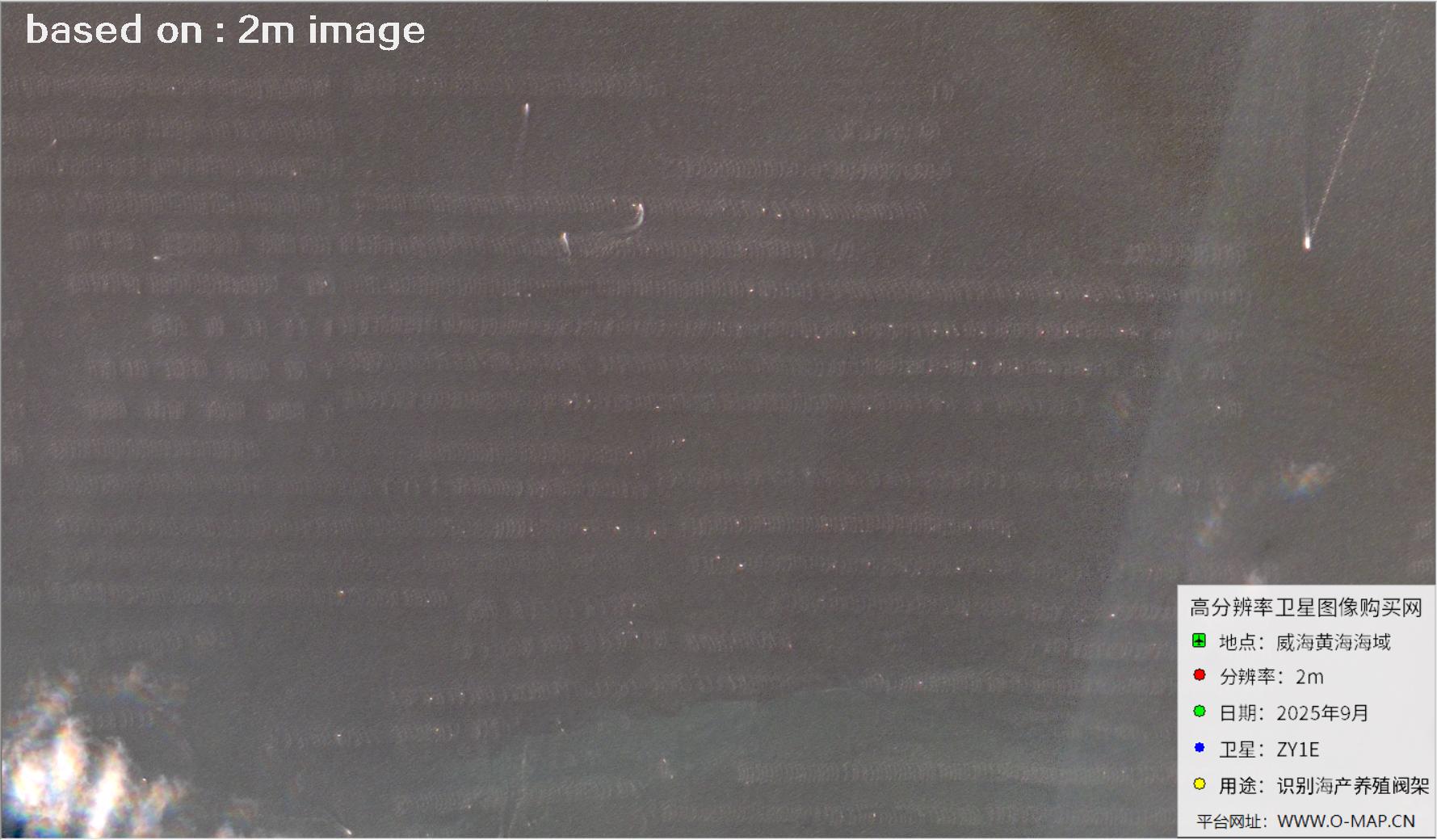 黄海威海海域内海产养殖阀架2米分辨率卫星图像