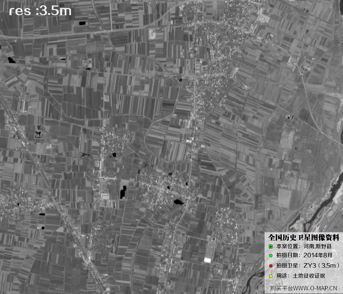 ZY3卫星2014年拍摄的河南省新野县历史卫星图像
