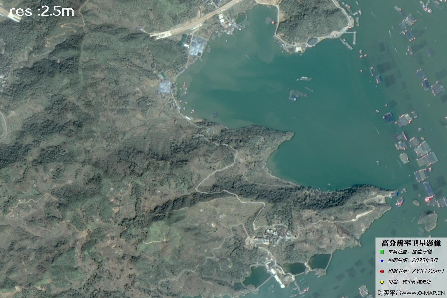 2.5米ZY3卫星2025年3月拍摄的福建省宁德市卫星图像
