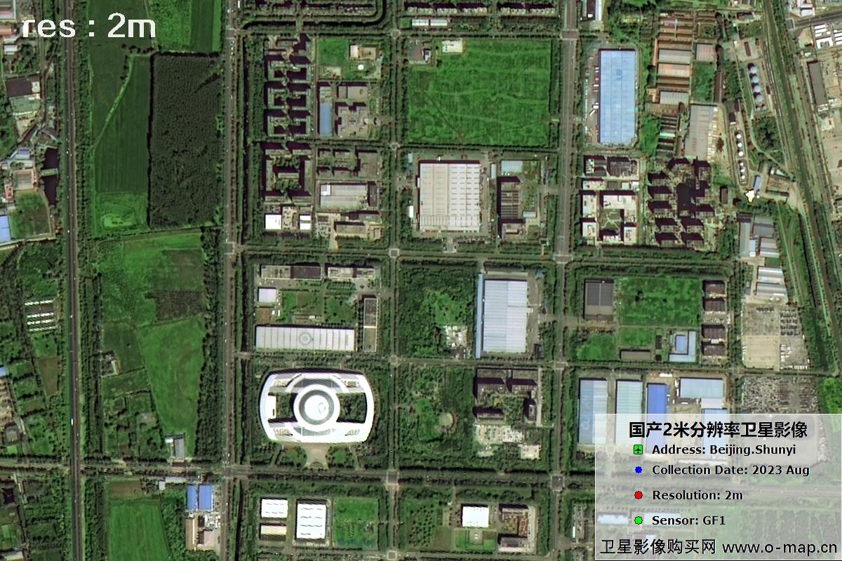 2米分辨率GF1号2023年拍摄的北京市顺义区影像图