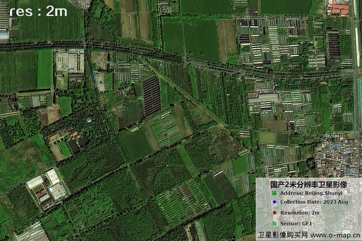 2米分辨率GF1号2023年拍摄的北京市顺义区影像图