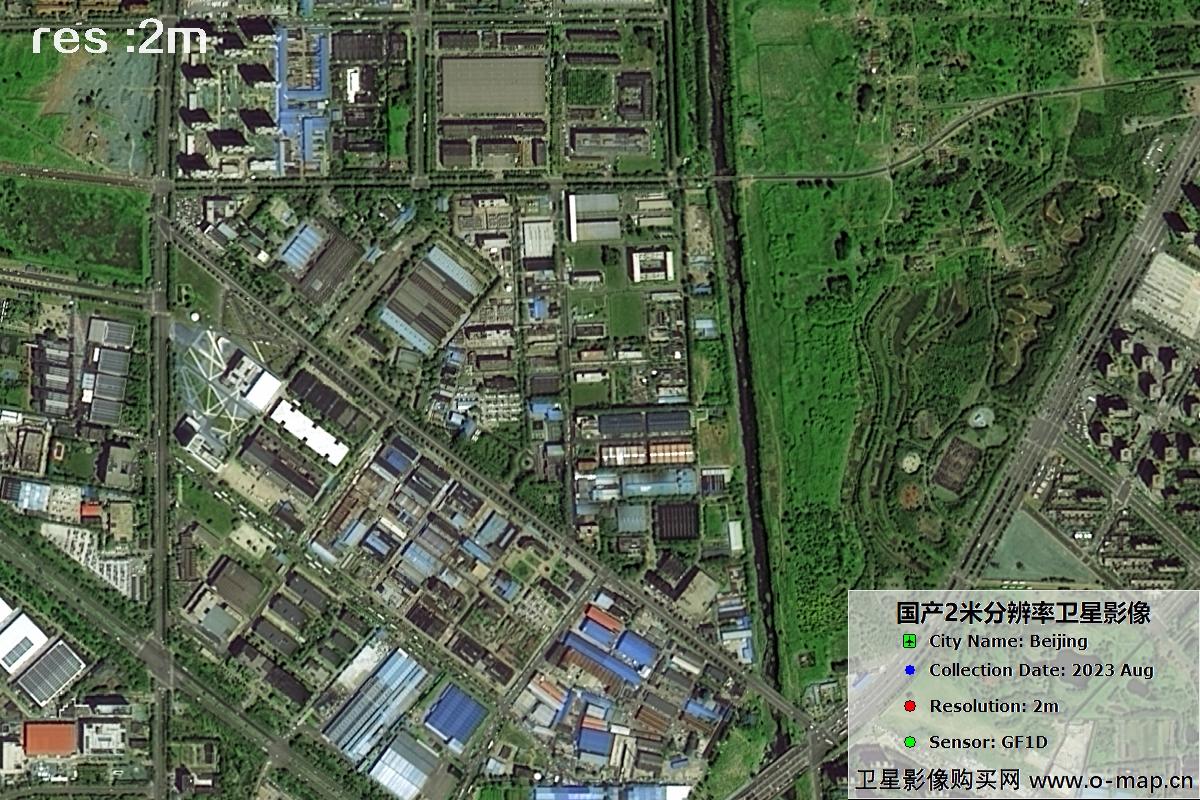 GF1D卫星2023年8月份拍摄的北京市亦庄2米分辨率影像图