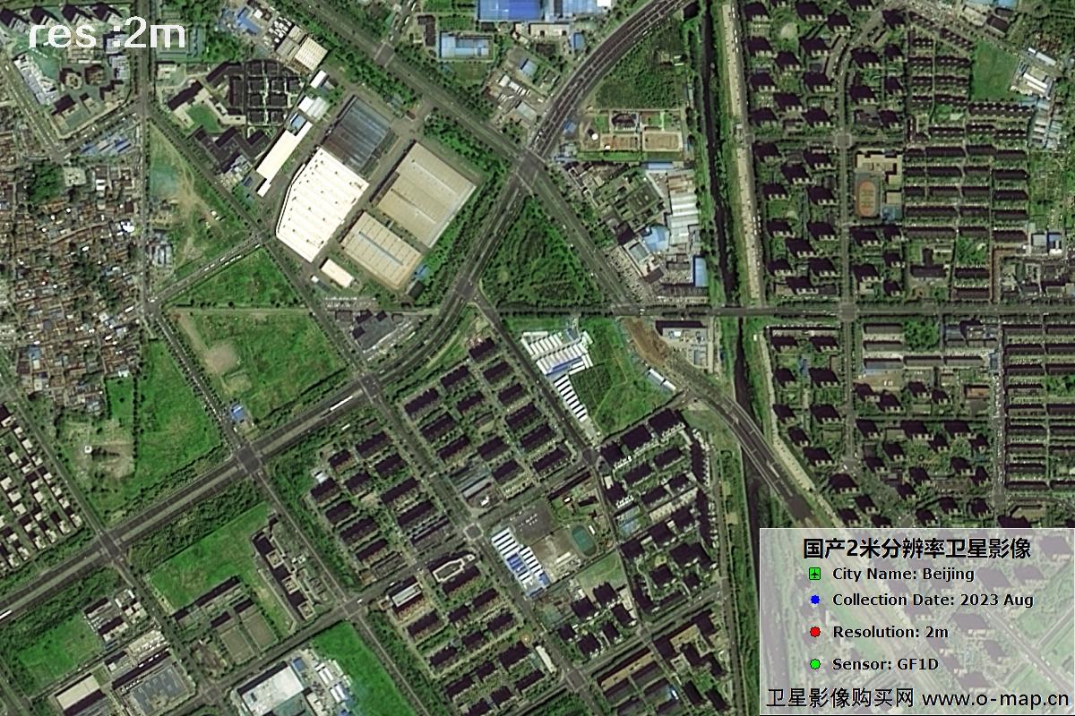 GF1D卫星2023年8月份拍摄的北京市亦庄2米分辨率影像图