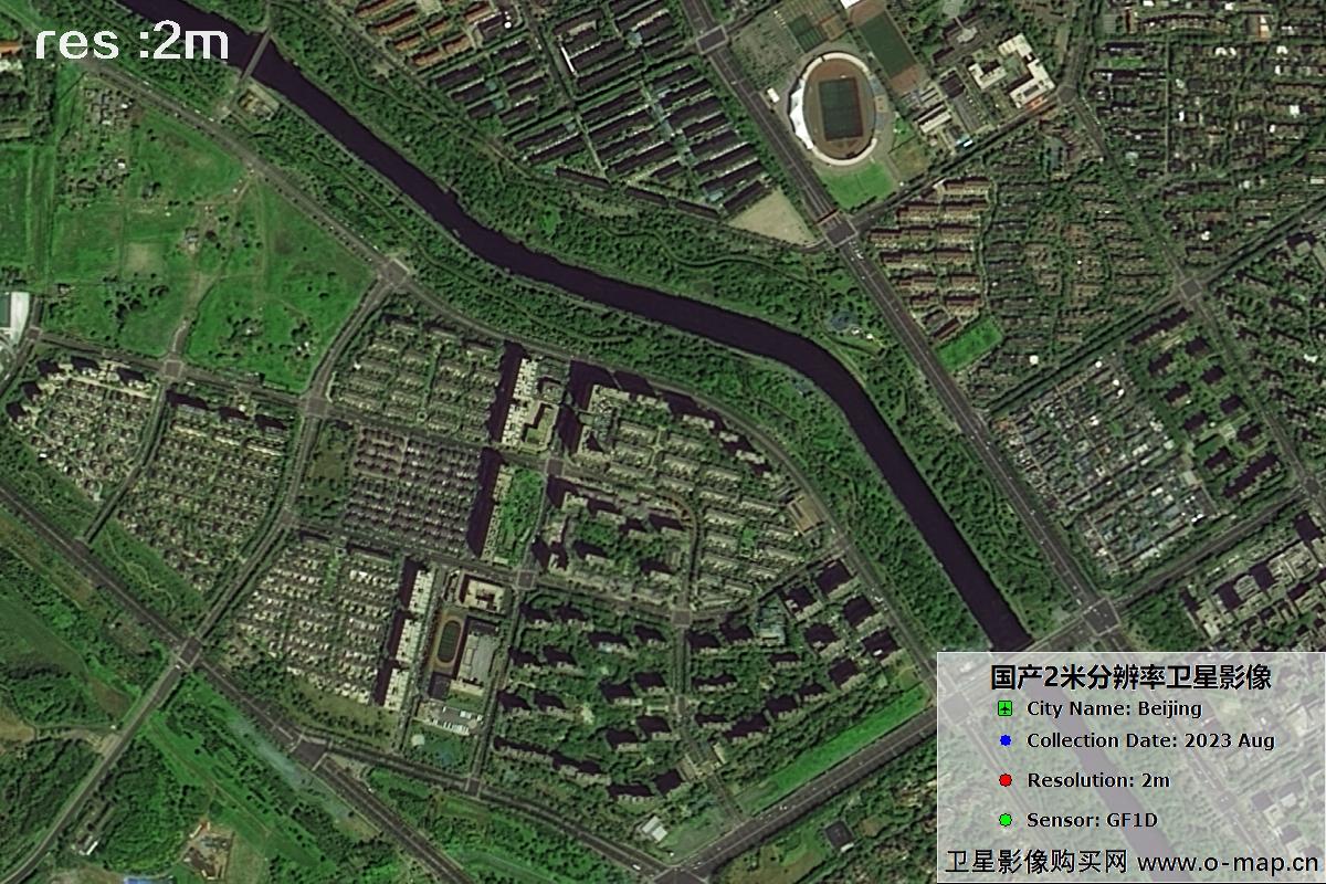 GF1D卫星2023年8月份拍摄的北京市亦庄2米分辨率影像图
