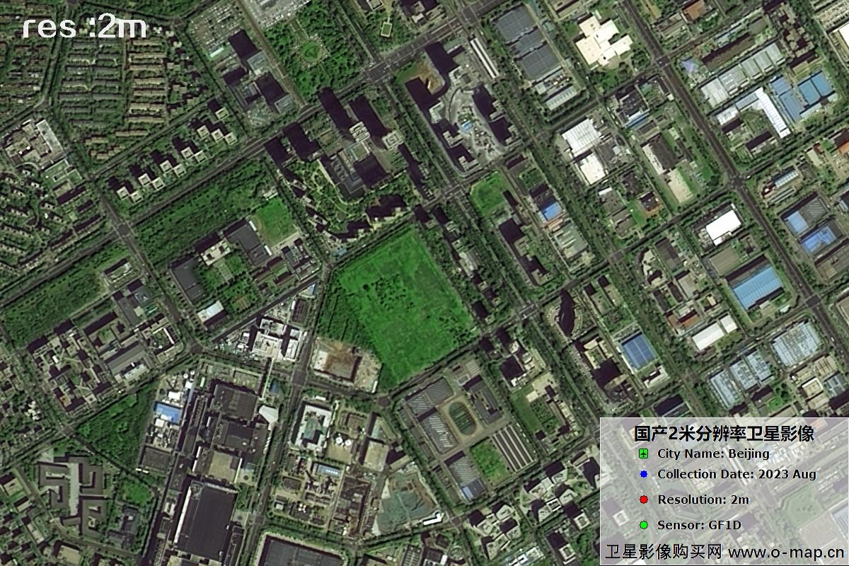 GF1D卫星2023年8月份拍摄的北京市亦庄2米分辨率影像图