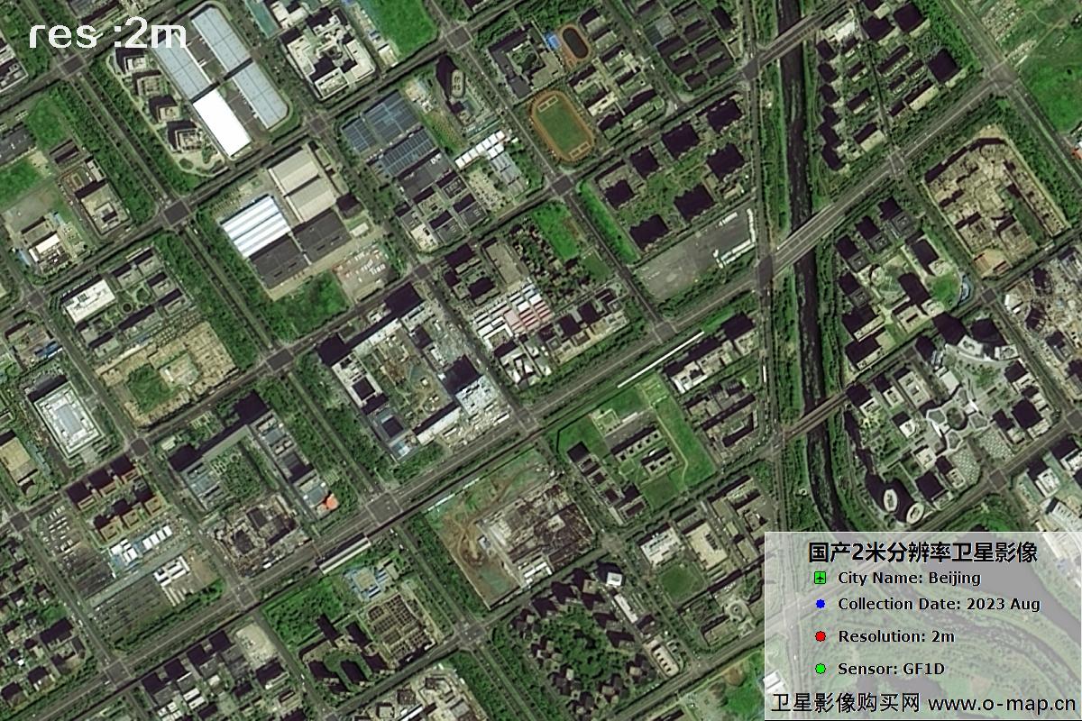 GF1D卫星2023年8月份拍摄的北京市亦庄2米分辨率影像图