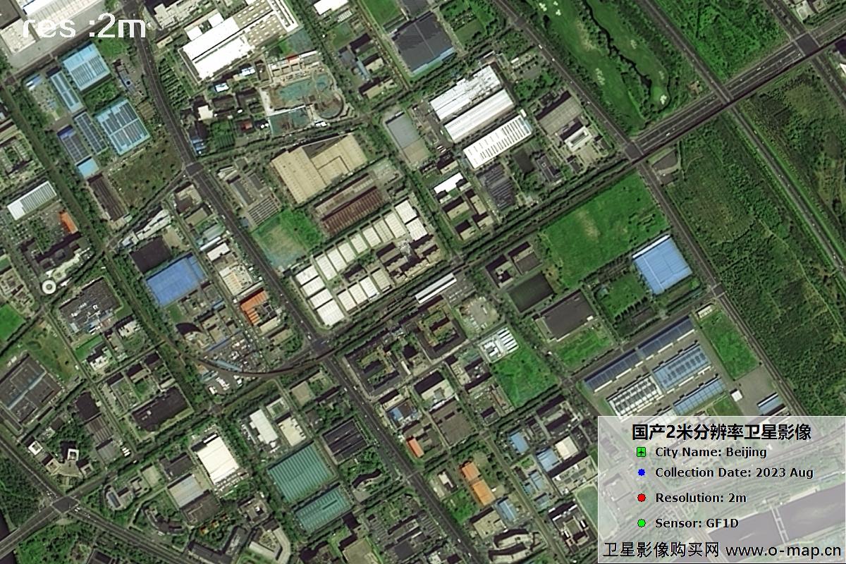 GF1D卫星2023年8月份拍摄的北京市亦庄2米分辨率影像图