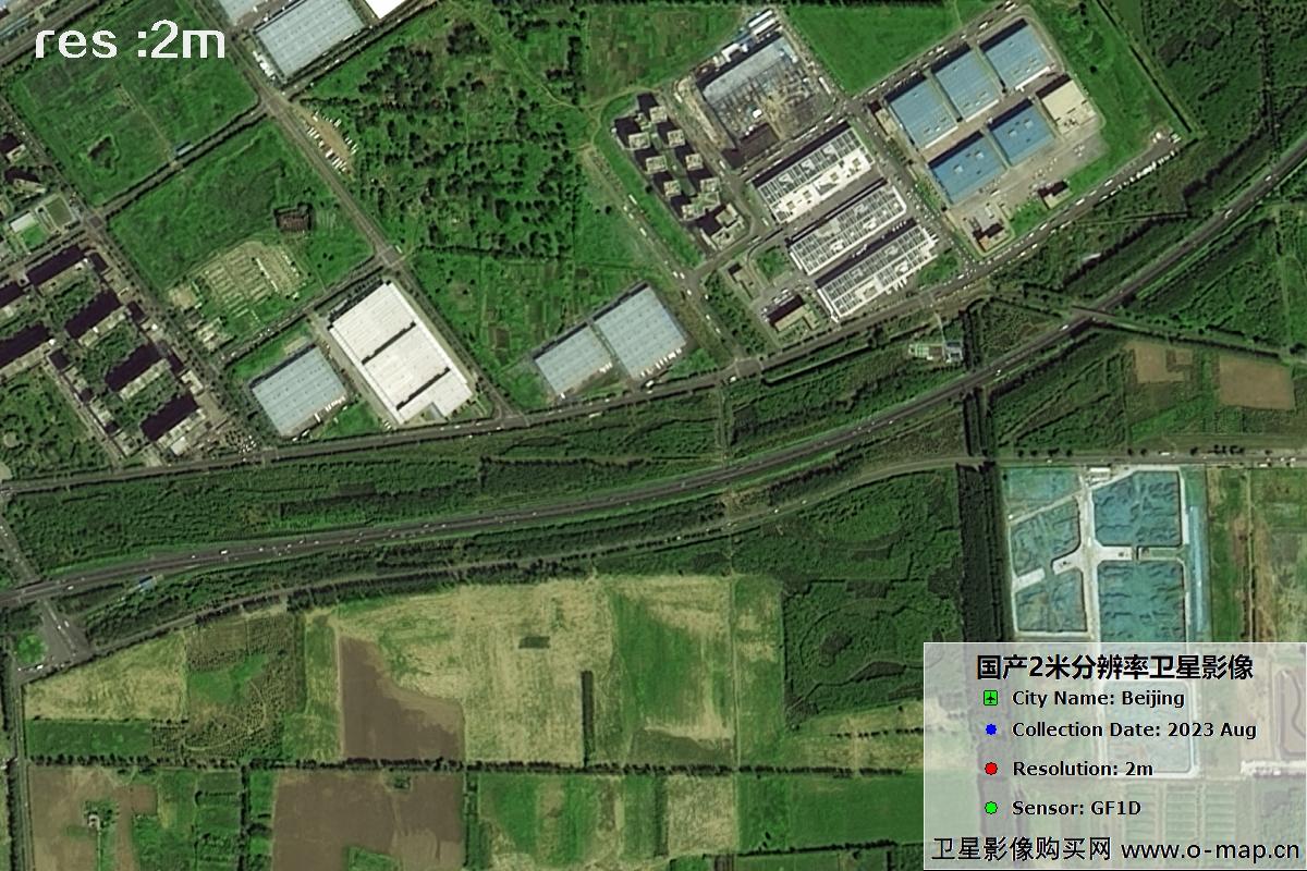 GF1D卫星2023年8月份拍摄的北京市亦庄2米分辨率影像图