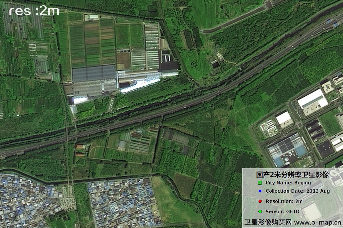 GF1D卫星2023年8月份拍摄的北京市亦庄2米分辨率影像图
