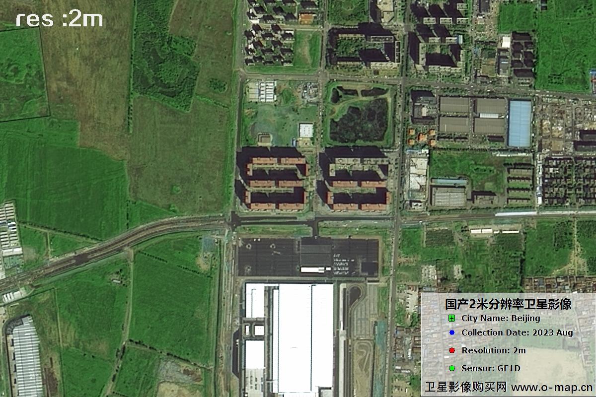 GF1D卫星2023年8月份拍摄的北京市亦庄2米分辨率影像图