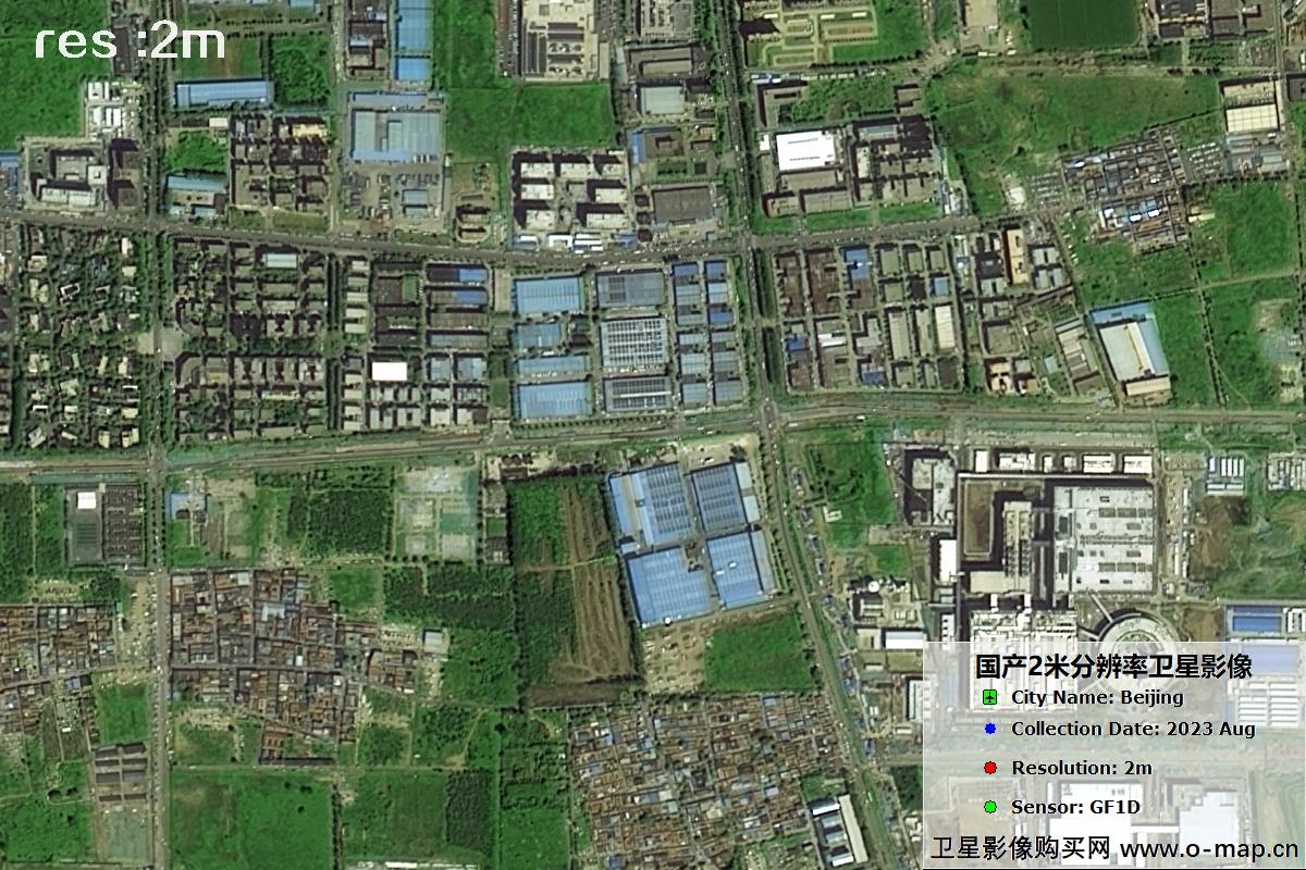 GF1D卫星2023年8月份拍摄的北京市亦庄2米分辨率影像图