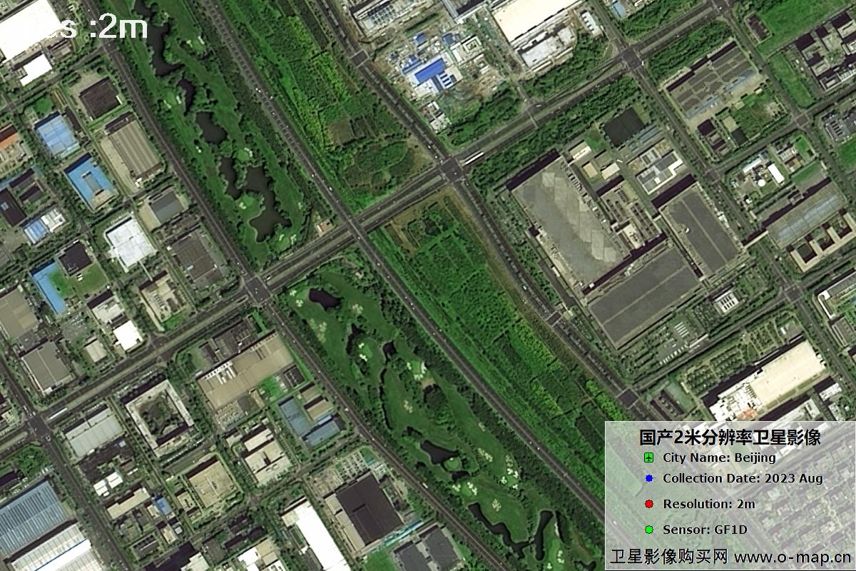 GF1D卫星2023年8月份拍摄的北京市亦庄2米分辨率影像图