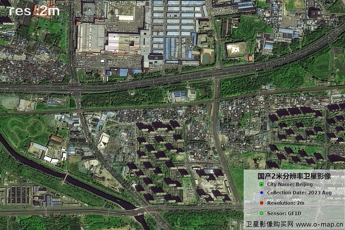 GF1D卫星2023年8月份拍摄的北京市亦庄2米分辨率影像图
