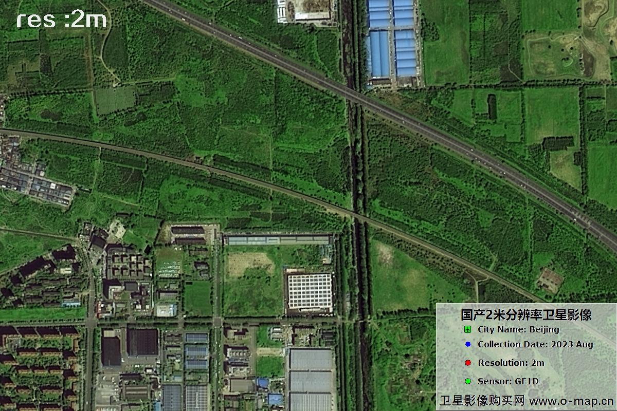 GF1D卫星2023年8月份拍摄的北京市亦庄2米分辨率影像图