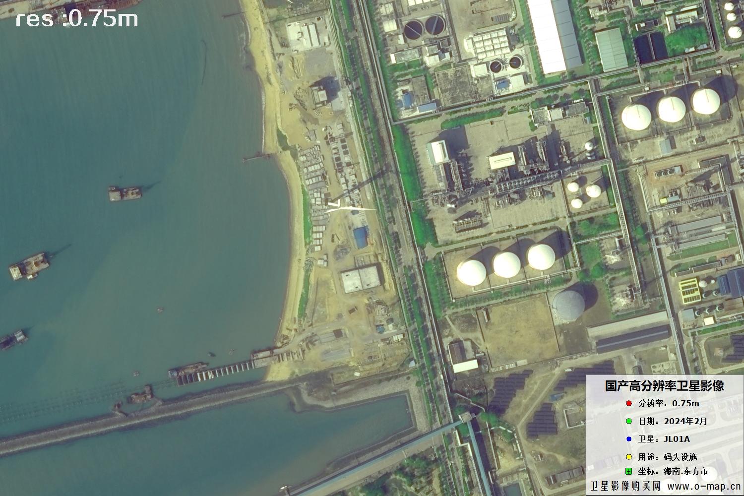 海南省东方市2024年2月份吉林一号卫星图