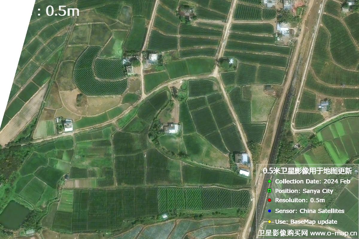 三亚地区2024年2月份0.5米分辨率农田地块卫星图