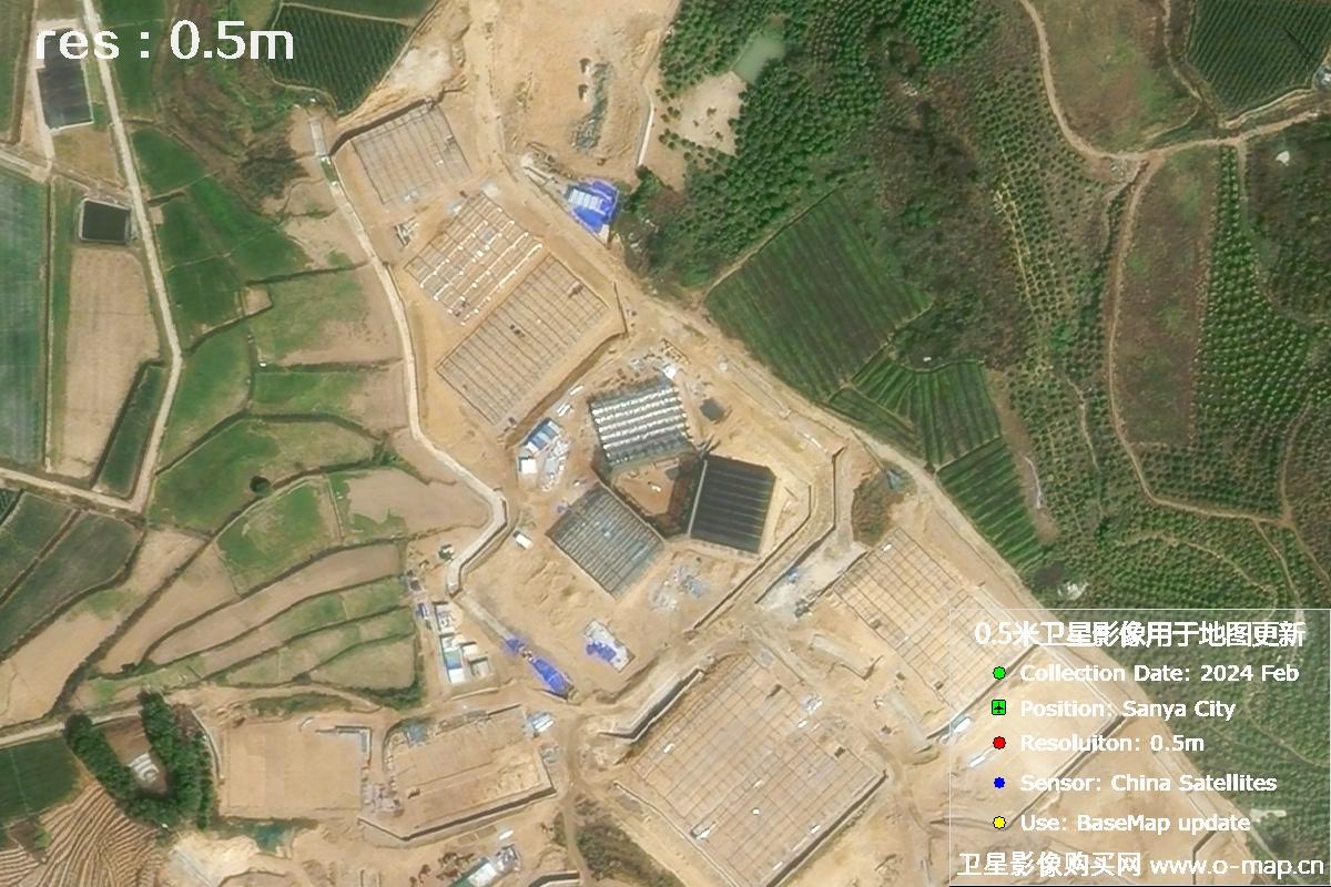 三亚地区2024年2月份0.5米分辨率农田地块卫星图