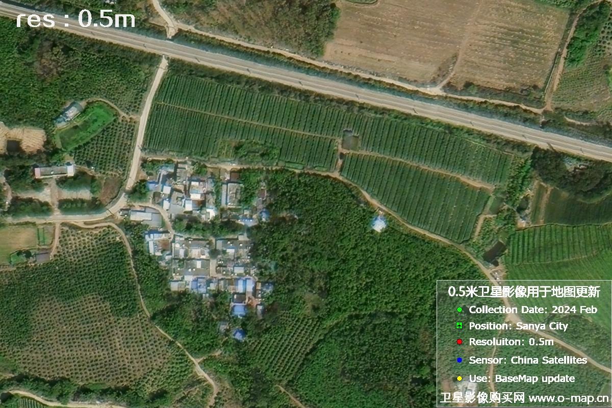 三亚地区2024年2月份0.5米分辨率农田地块卫星图