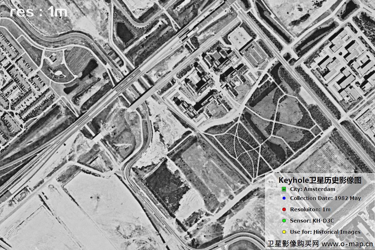 KHD3C卫星1982年拍摄的阿姆斯特丹历史影像图