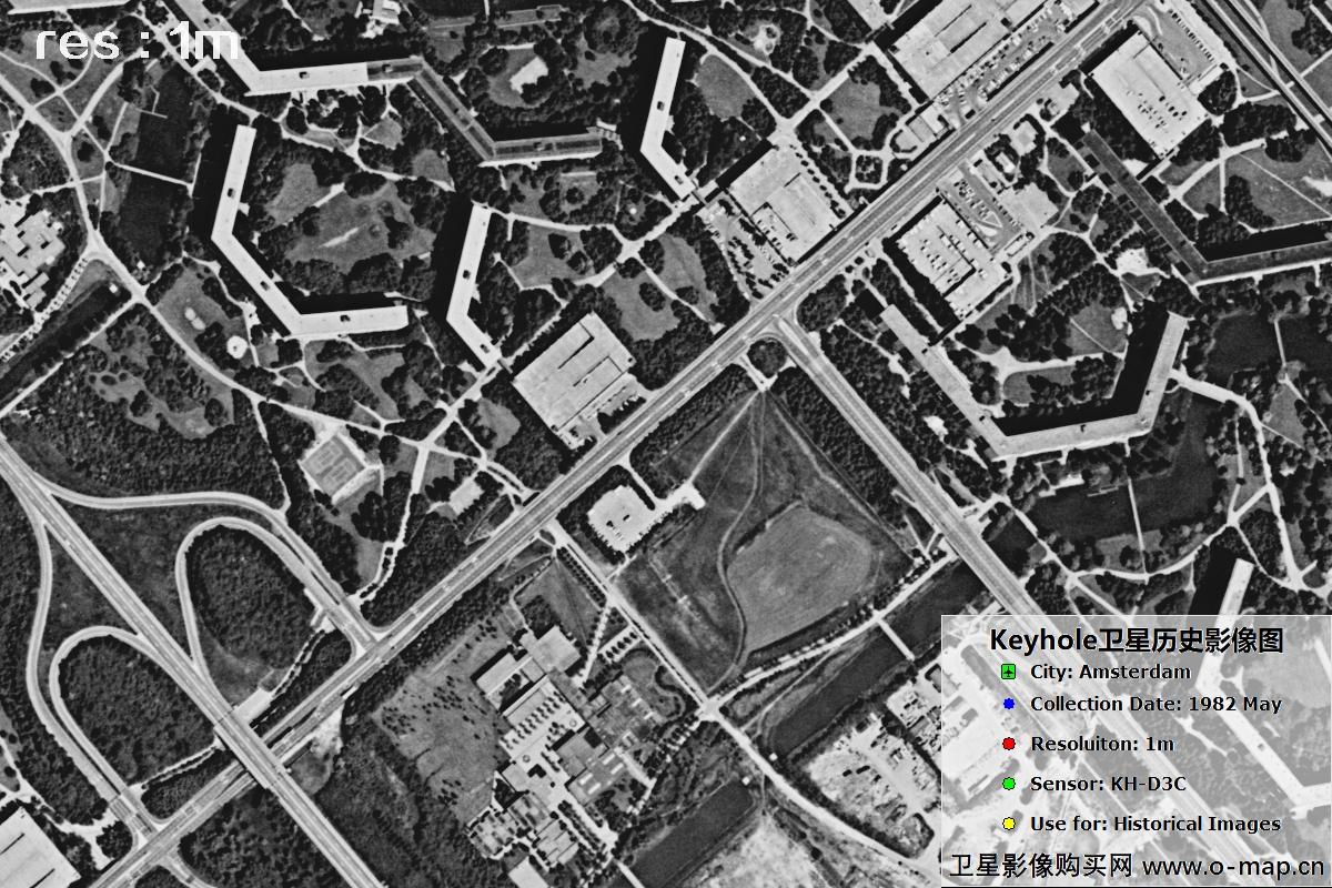 KHD3C卫星1982年拍摄的阿姆斯特丹历史影像图