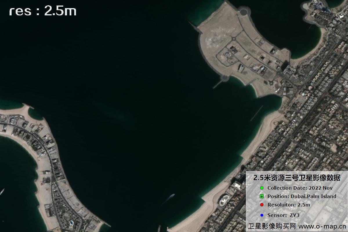 资源三号卫星2022年拍摄的迪拜棕榈岛卫星图片