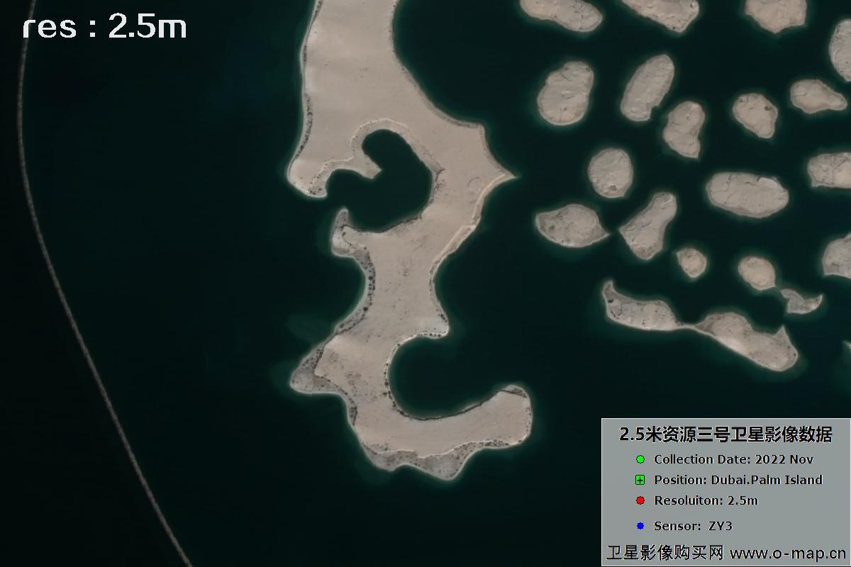 资源三号卫星2022年拍摄的迪拜棕榈岛卫星图片