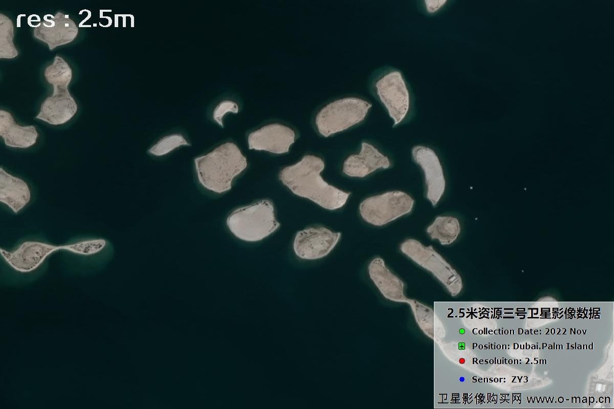 资源三号卫星2022年拍摄的迪拜棕榈岛卫星图片