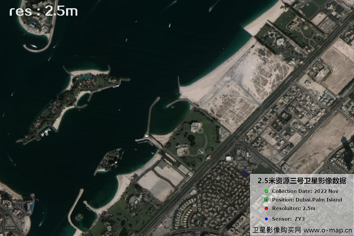 资源三号卫星2022年拍摄的迪拜棕榈岛卫星图片