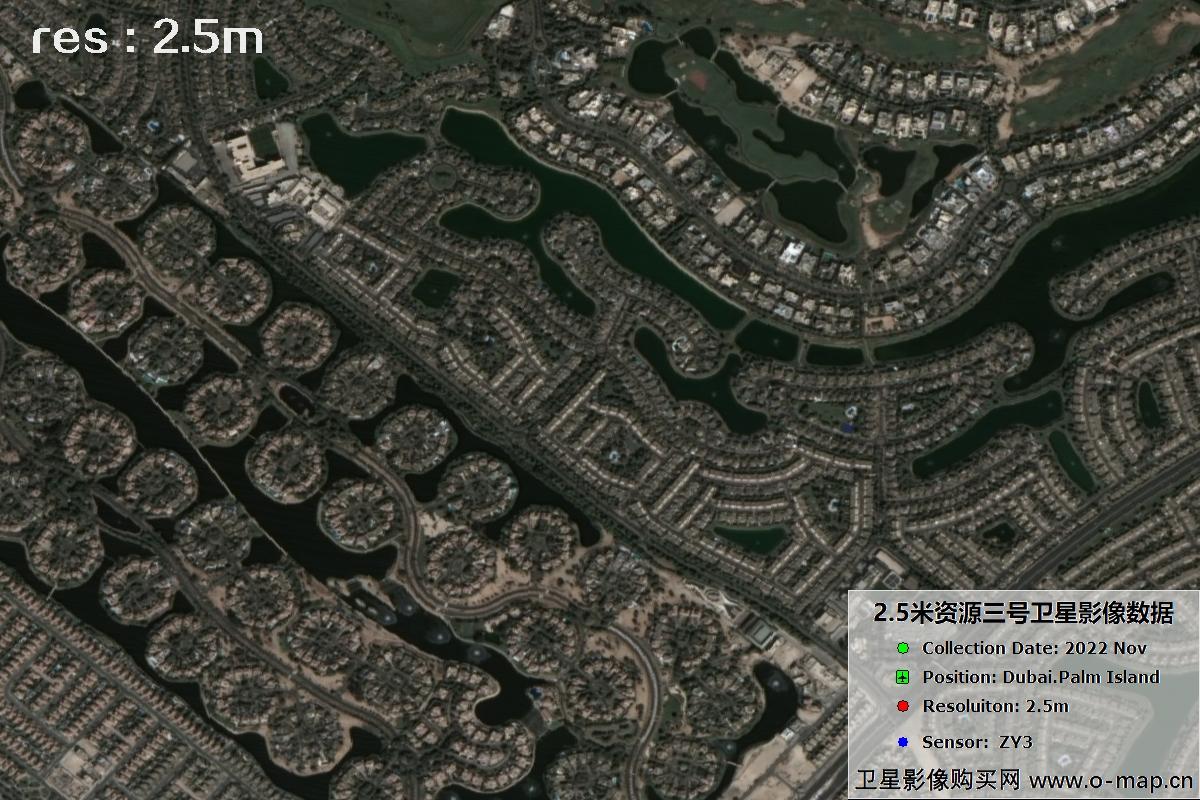 资源三号卫星2022年拍摄的迪拜棕榈岛卫星图片