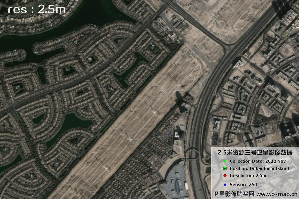 资源三号卫星2022年拍摄的迪拜棕榈岛卫星图片