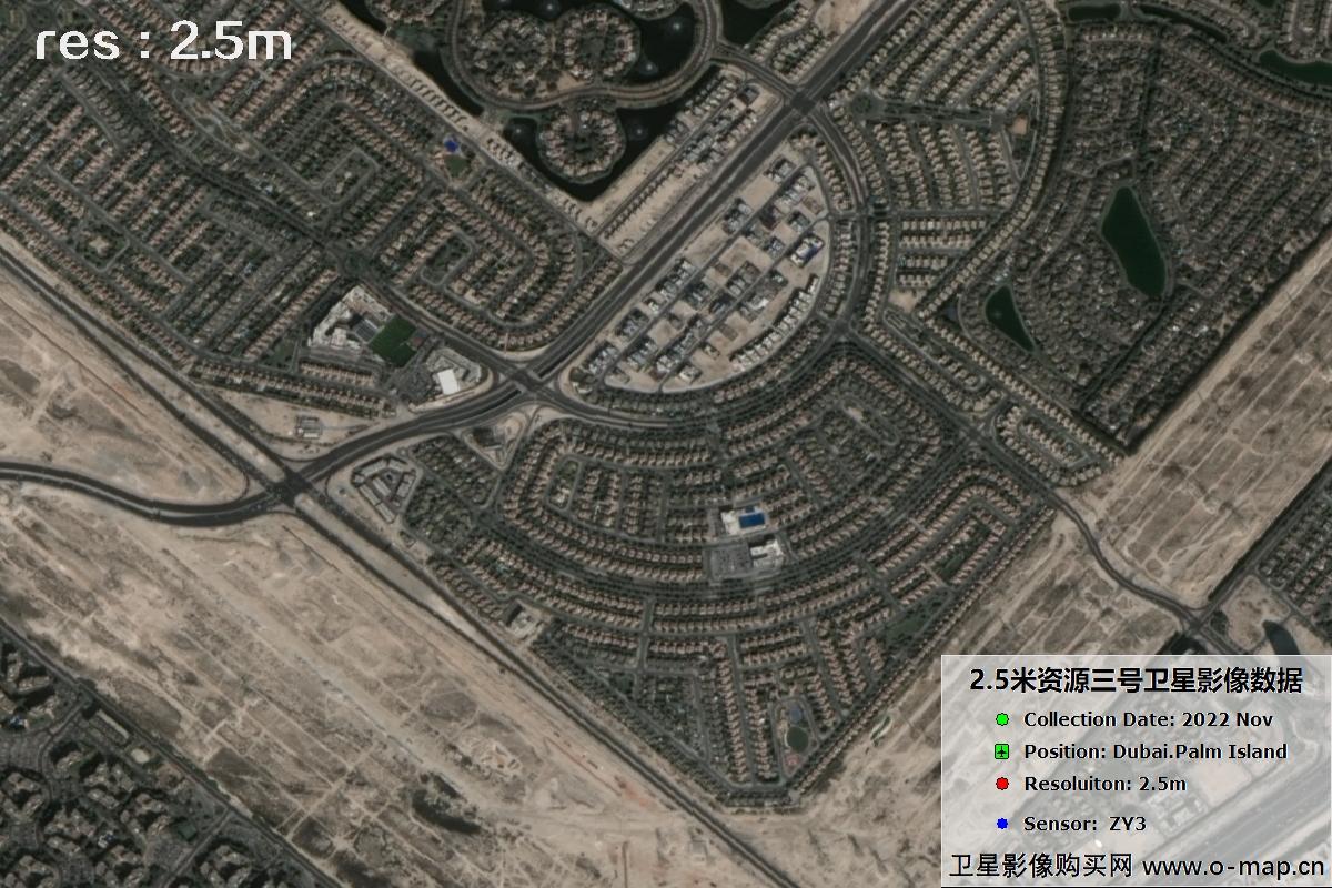 资源三号卫星2022年拍摄的迪拜棕榈岛卫星图片