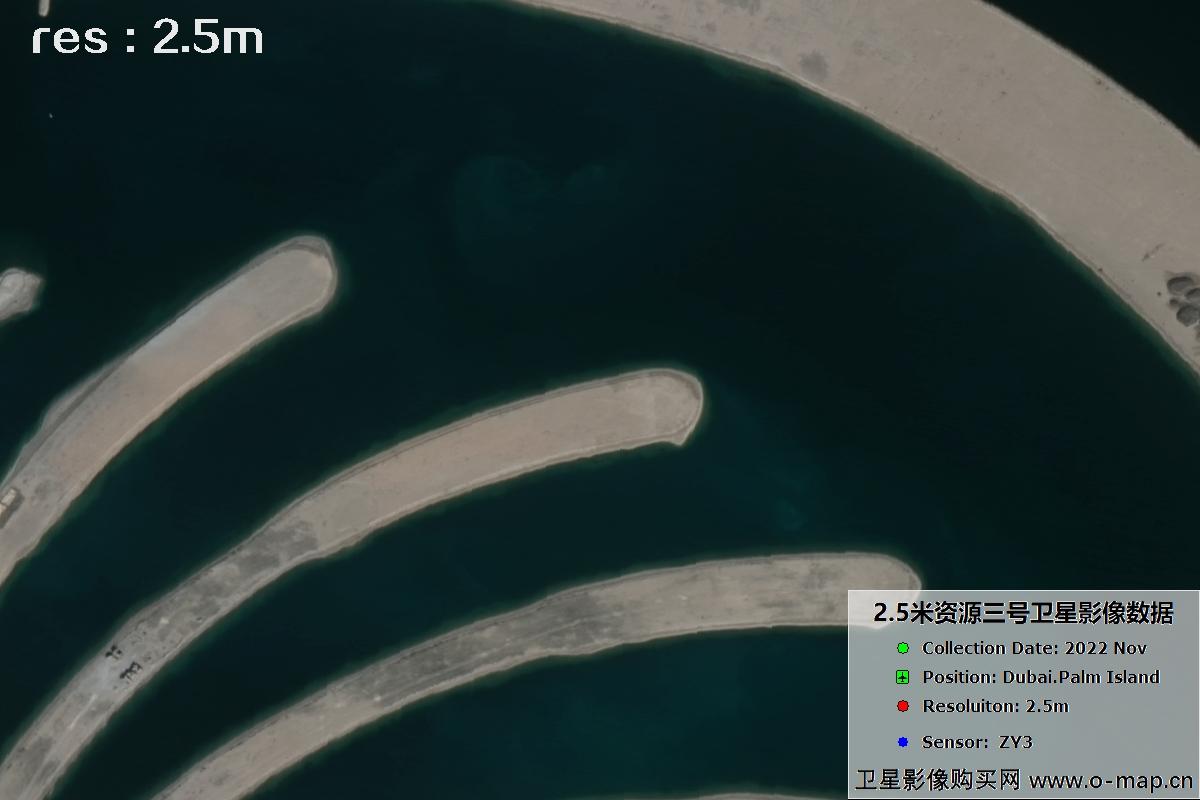 资源三号卫星2022年拍摄的迪拜棕榈岛卫星图片
