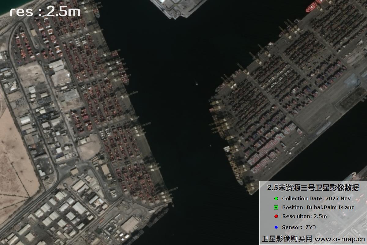 资源三号卫星2022年拍摄的迪拜棕榈岛卫星图片