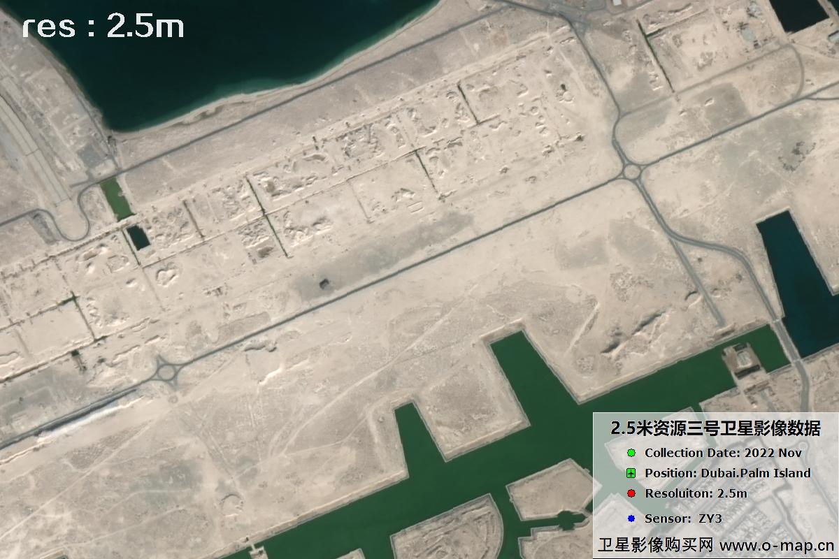 资源三号卫星2022年拍摄的迪拜棕榈岛卫星图片