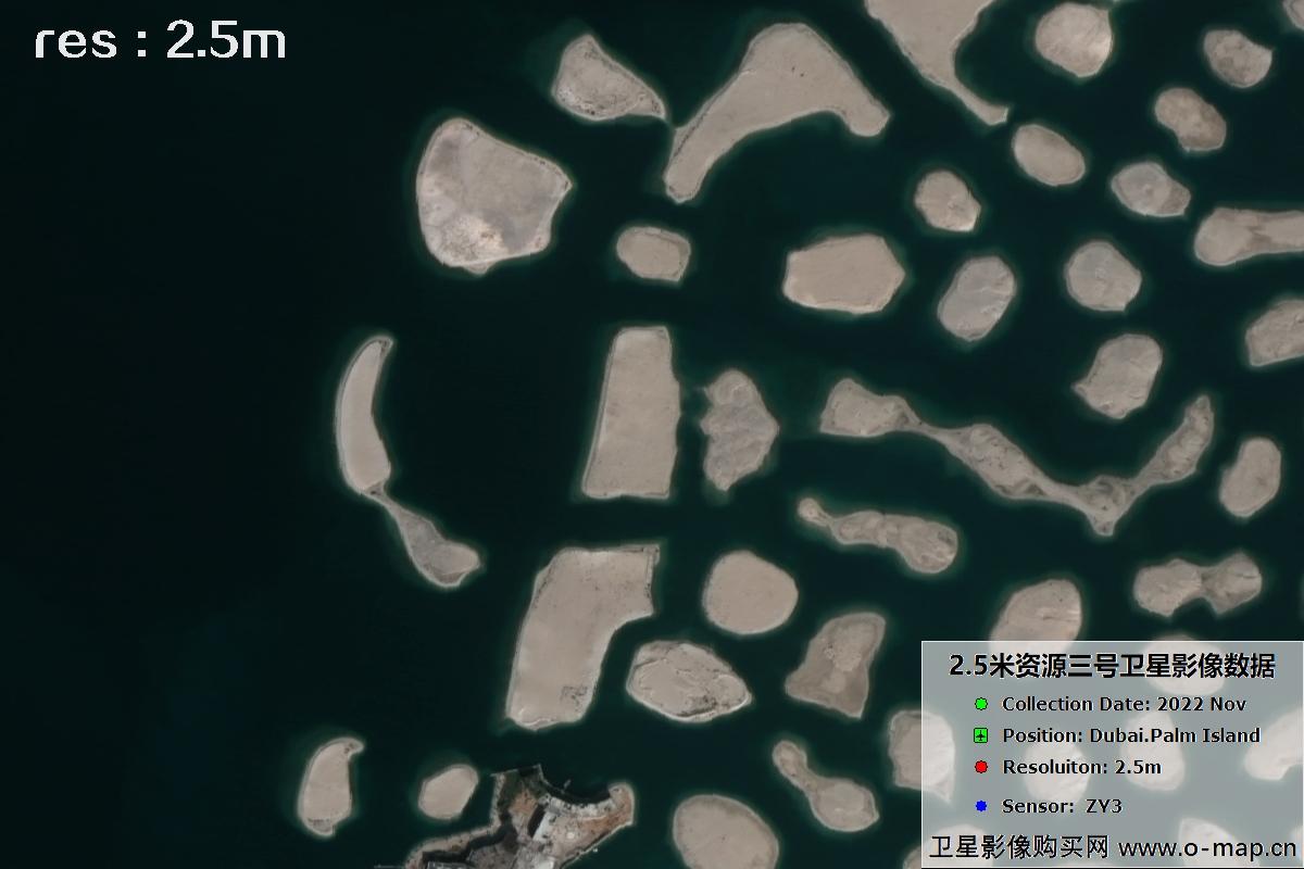 资源三号卫星2022年拍摄的迪拜棕榈岛卫星图片