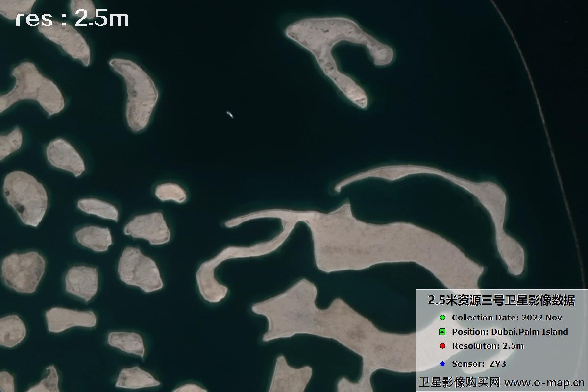 资源三号卫星2022年拍摄的迪拜棕榈岛卫星图片